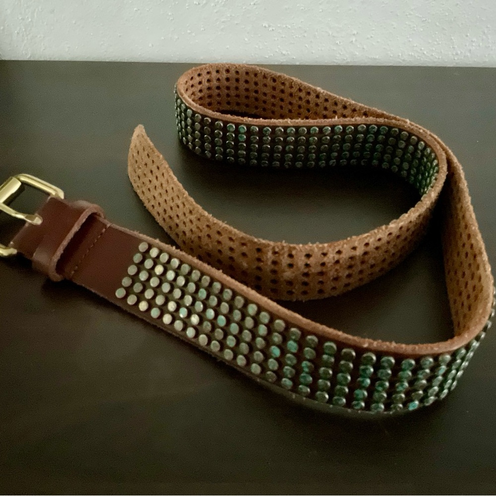 Amsterdam Heritage Brown Leather  turquoise Stud Sz.90 /med